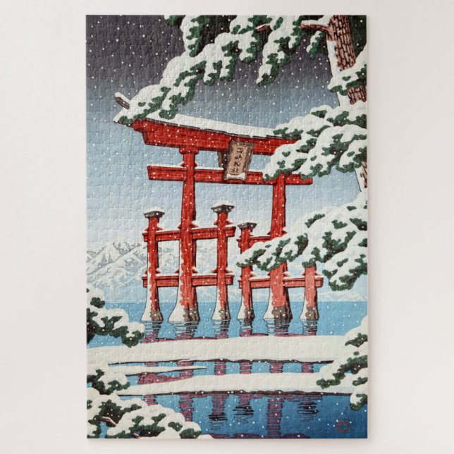 Puzzle Santuario Miyajima en Nieve, Hasui Kawase (Vertical)