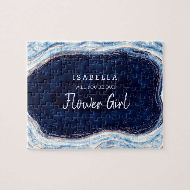 Puzzle Sapphire Blue Geode Be Our Flower Girl Propuesta (Horizontal)