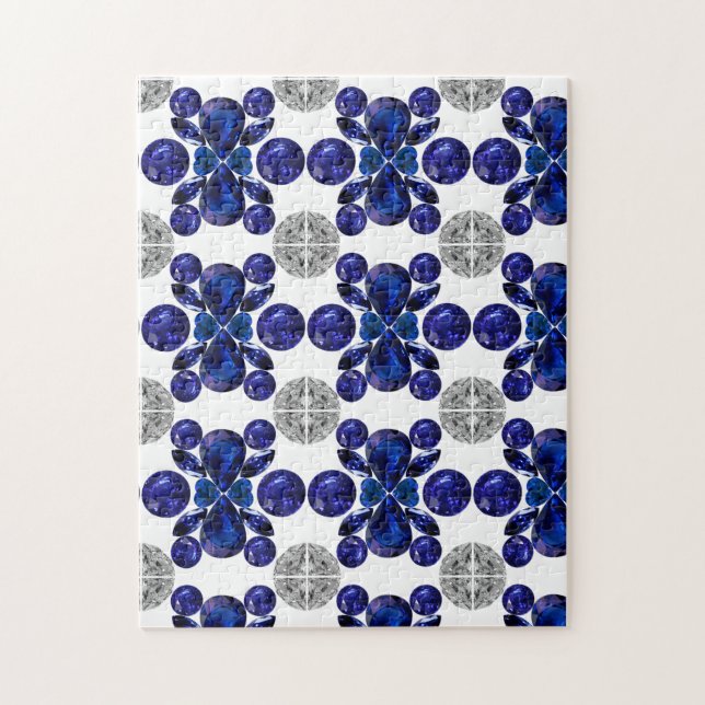 Puzzle Sapphire Diamond Gemstone Art Blue (Vertical)