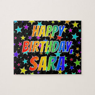 Puzzle "SARA" Nombre, Diversión "FELIZ CUMPLEAÑOS"