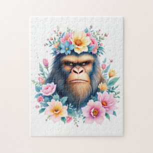 Puzzle Sasquatch con una corona de flores