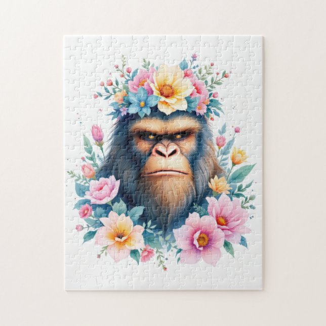 Puzzle Sasquatch con una corona de flores (Vertical)