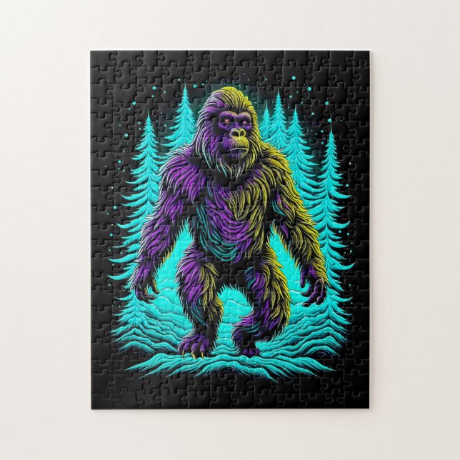 Puzzle Sasquatch Gran pie en Verde azulado y negro (Vertical)