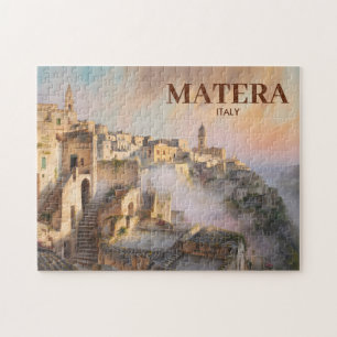 Puzzle Sassi di Matera Italia Viaje Acuarela Vintage
