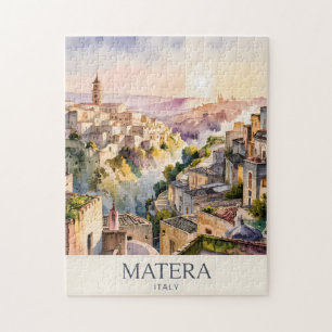 Puzzle Sassi di Matera Viaje Italia Ciudad Cueva Acuarela
