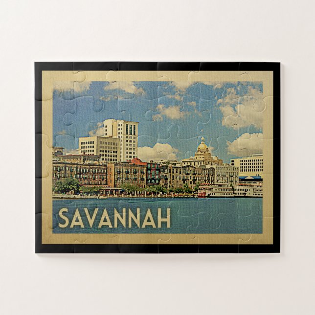 Puzzle Savannah Georgia Vintage Travel (Horizontal)
