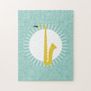 Puzzle Saxofón Fun Turquoise Swirl Music