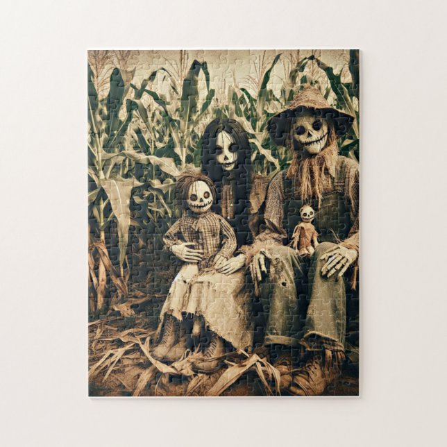 Puzzle Scarecrow, una familia espantada en una foto de ho (Vertical)