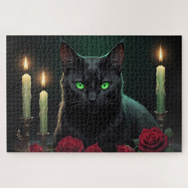 Puzzle Scary Green Kitty Eyes (Horizontal)