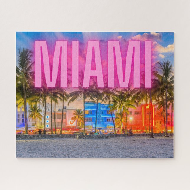 Puzzle Scenic Neon Miami Waterfront (Horizontal)