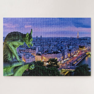Puzzle Scenic Paris & Seine At Night Gargoyle Looms