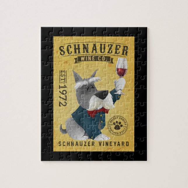 Puzzle Schnauzer Dog Wine Funny Schnauzer Dog Lover (Vertical)
