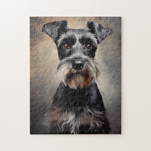 Puzzle Schnauzer en miniatura de negro y plata (Vertical)