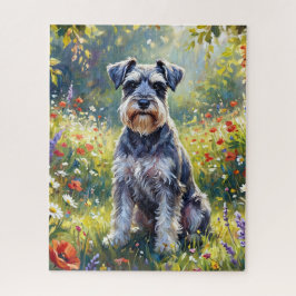 Puzzle Schnauzer en prado de flores silvestres