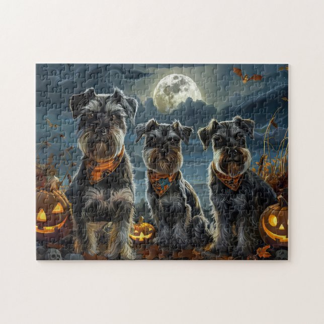 Puzzle Schnauzer Halloween Spooky (Horizontal)