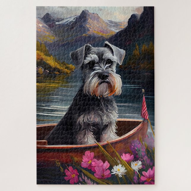 Puzzle Schnauzer sobre un remo: una aventura escénica (Vertical)