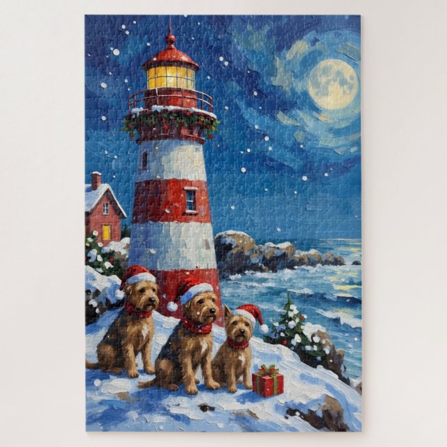 Puzzle Scottish Terrier Christmas Lighthouse Holiday (Vertical)