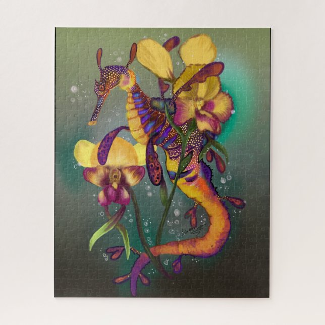 Puzzle Seadragón sórdido con orquídeas (Vertical)