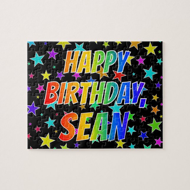 Puzzle "SEAN" Nombre, Diversión "FELIZ CUMPLEAÑOS" (Horizontal)