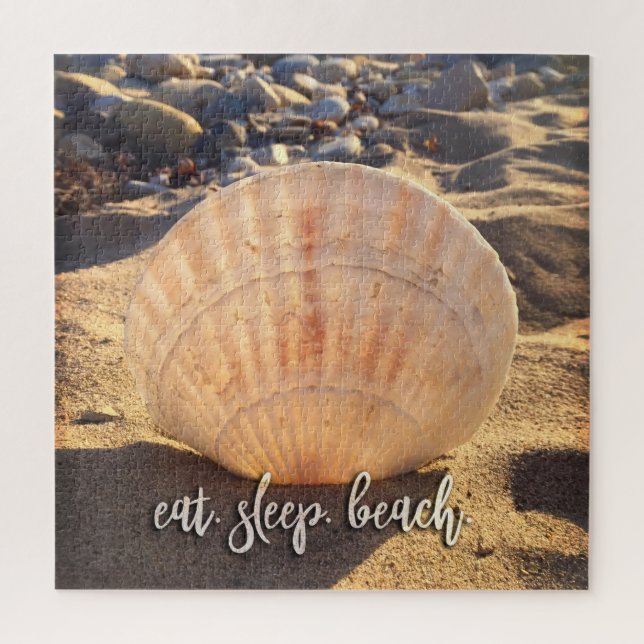 Puzzle Seashell Beach Photo Eat Sleep Beach Coastal (Vertical)