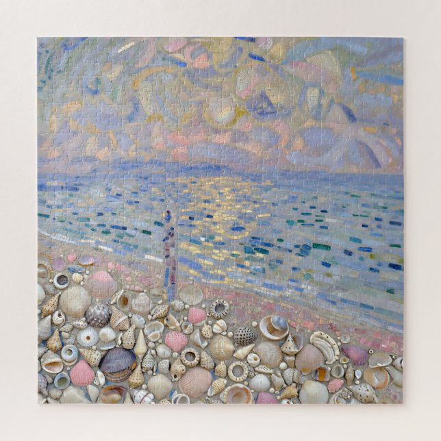 Puzzle Seashell Mosaic Beach Horizon Glow (Vertical)