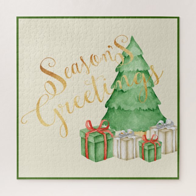 Puzzle Seasons Greetings Watercolor Navidades Elegante (Vertical)