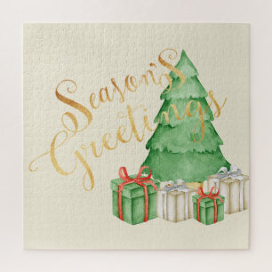 Puzzle Seasons Greetings Watercolor Navidades Elegante