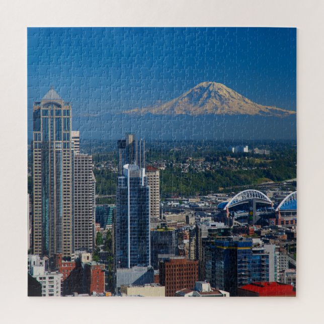 Puzzle Seattle con la fotografía del Monte Rainier (Vertical)