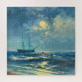 Puzzle Seaview iluminada por luna, pintura de arte fino