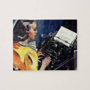 Puzzle Secretaria Ejecutiva de Negocios Vintage Escribien
