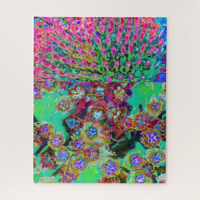 Puzzle Sedum Morado Groovy Abstracto Psicodélico (Vertical)