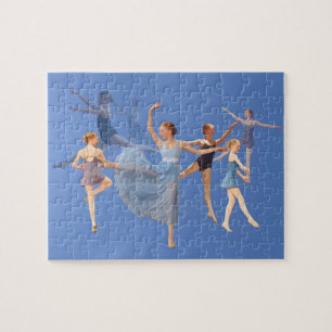 Puzzle Seis bailarinas en azul