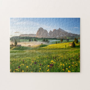 Puzzle Seiser Alm, montañas de la dolomía, Italia