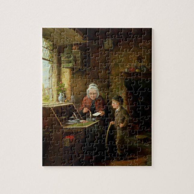 Puzzle Sellando una letra, 1890 (aceite en el panel) (Vertical)