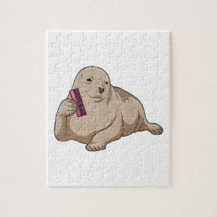 Puzzle Sello como peluquero con comb