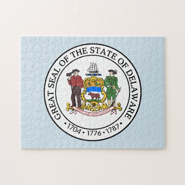 Puzzle Sello del Estado de Delaware. (Horizontal)