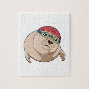 Puzzle Sello para nadar con gafas de natación