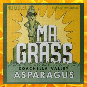 Puzzle Sello Vintage Fruit Crate Art Mr Grass Asparagus