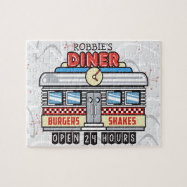 Puzzle señal de comedor retro NAME personalizado de los 5
