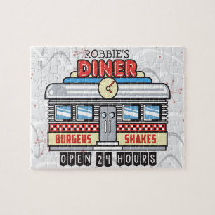 Puzzle señal de comedor retro NAME personalizado de los 5