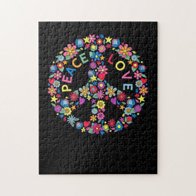 Puzzle SEÑAL DE PAZ AMO a los 60's 70s Tye Dye Hippie (Vertical)