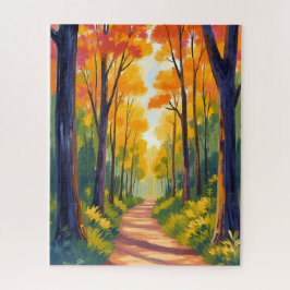 Puzzle Sendero de Bosque Otoñal | Aquarela de Follaje Oto