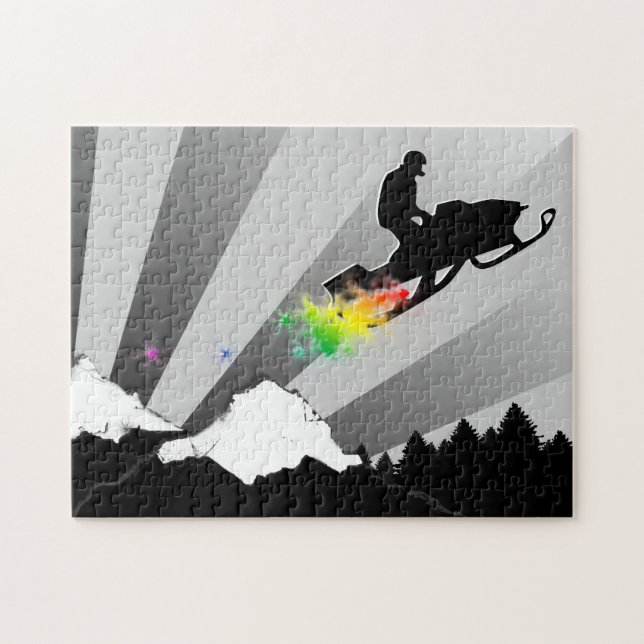 Puzzle sendero de nieve polvo para moto de nieve (Horizontal)