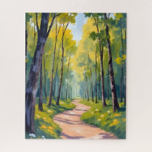 Sendero de primavera | Bosque verde acuarela natur