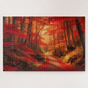 Puzzle Sendero del Bosque Otoñal - Paisaje Escénico Impre