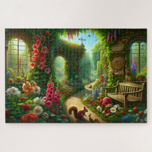 Puzzle Sendero encantado del jardín, exuberante paisaje f