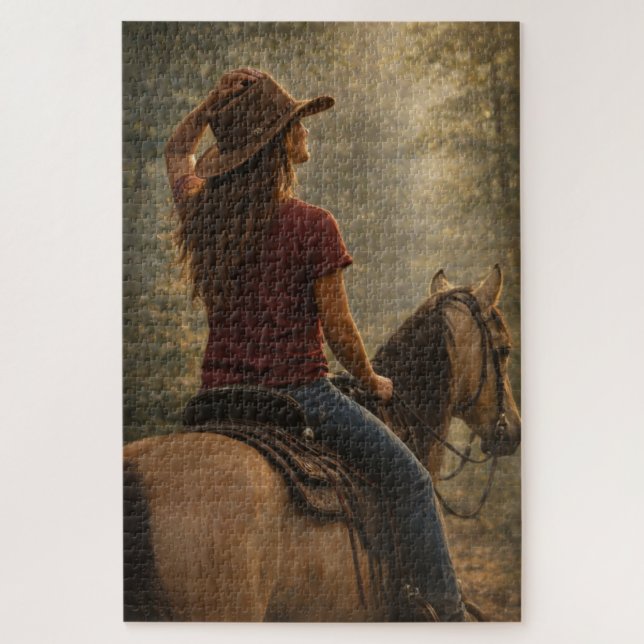 Puzzle Sendero iluminado por el sol | Arte de caballo | R (Vertical)