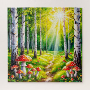 Puzzle Sendero Sereno del Bosque con Abedules Iluminados
