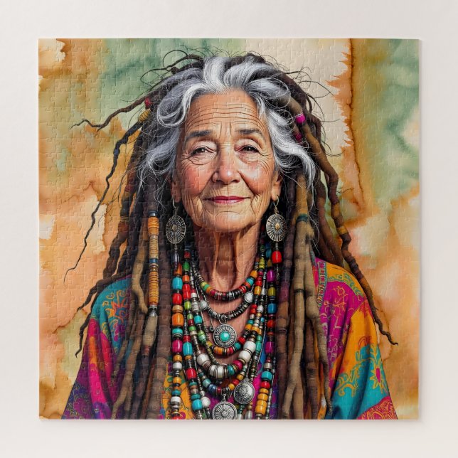 Puzzle Señora Anciana Genial con Cabello Dreadlocks Mujer (Vertical)