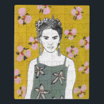 Puzzle Señora rosada del flor - amarillo<br><div class="desc">Señora rosada I del flor de Melissa Wang. el | 140354D</div>